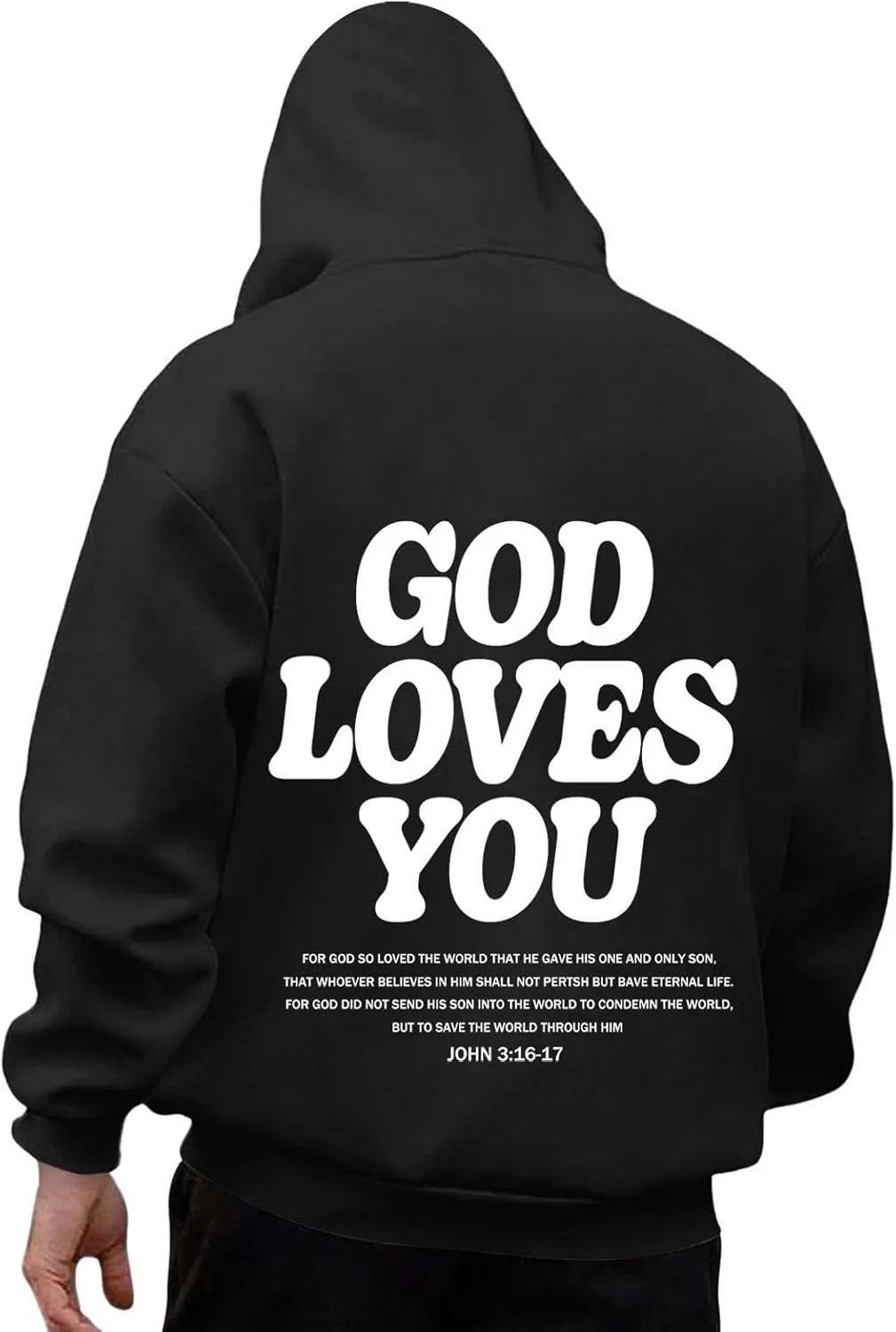Men's Oversized Christian Hoodies Letter Graphic Print Drawstring Pullover Hoodies Loose Fit Sweatshirt with Pocket