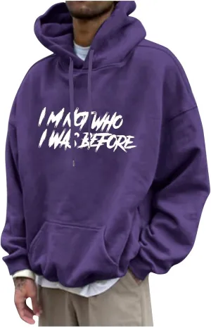 Men's Oversized Pullover Letter Print Graphic Hoodies Long Sleeve Casual New York Sweatshirt with Pocket