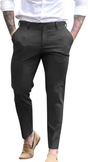 Mens Slim Fit Dress Pants Expandable Waist Casual Business Office Work Skinny Pants Comfy Flat-Front Stretch Chino Golf Trousers Slacks Tapered Leg Suit Pants Pantalones de Vestir Para Hombre