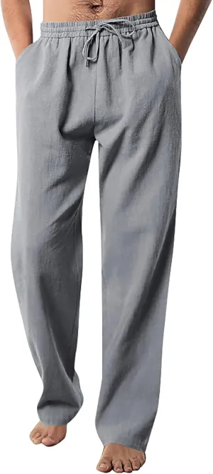 MIDOO Mens Pants Casual Relaxed Fit Baggy Casual Yoga Pants Drawstring Athletic Pants Lightweight Joggers with Pockets