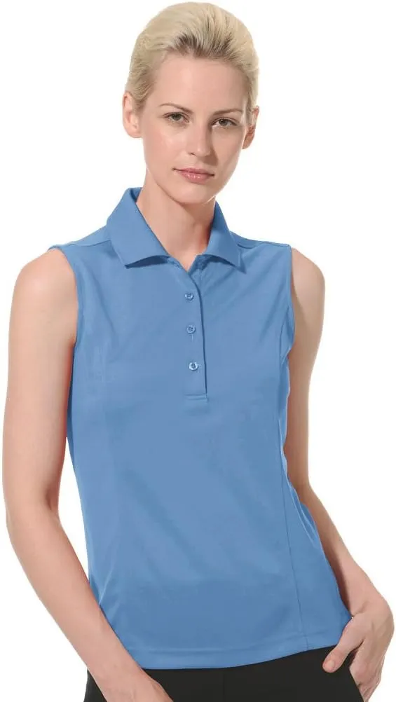 Monterey Club Women's Pique Solid Sleeveless Polo Shirt #2064