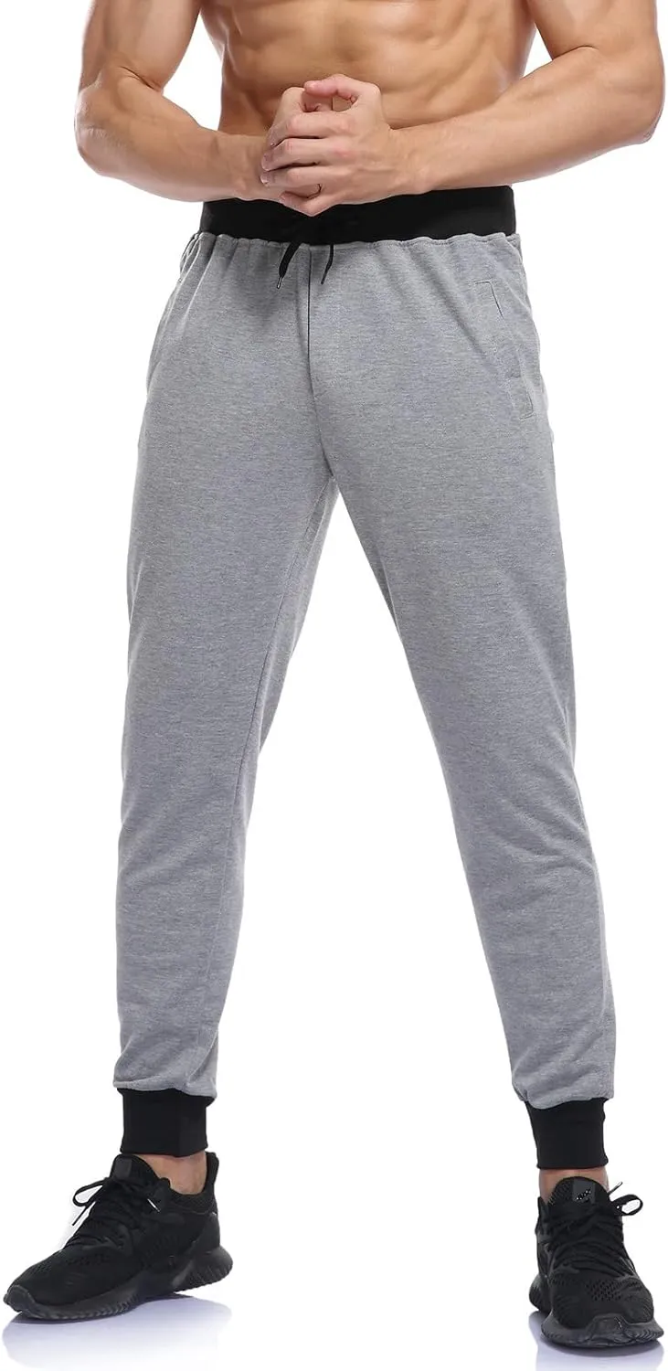 Muscularfit Lightweight Pants Men 2023 Casual Loose Lace-Up Elasticated Sport Sweatpants Regular Fit Solid Straight Legs