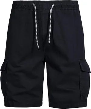 Muscularfit Slim Fit Shorts Men 2023 Causal Drawstring Elastic Waist Cargo Shorts 5" Inseam Pleat Front Summer Beach Shorts