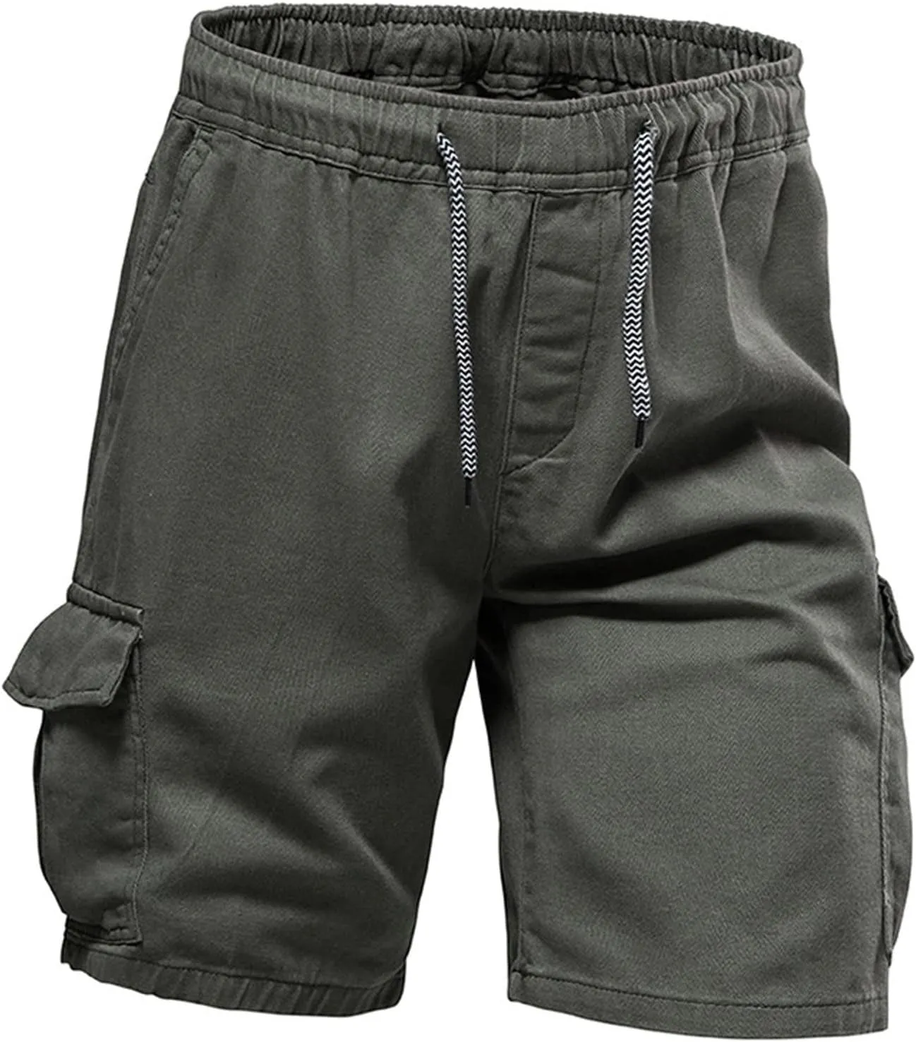 Muscularfit Slim Fit Shorts Men 2023 Causal Drawstring Elastic Waist Cargo Shorts 5" Inseam Pleat Front Summer Beach Shorts