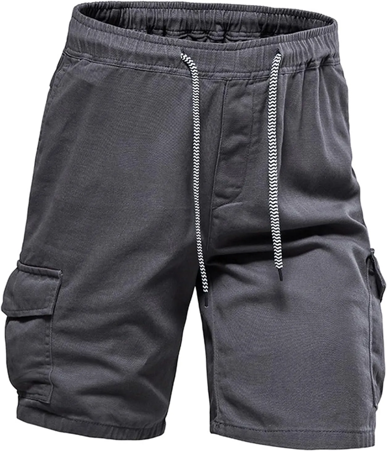 Muscularfit Slim Fit Shorts Men 2023 Causal Drawstring Elastic Waist Cargo Shorts 5" Inseam Pleat Front Summer Beach Shorts