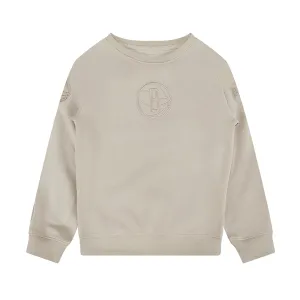 NBA BROOKLYN NETS NEUTRAL BIG BOYS FLEECE CREWNECK (TAUPE)