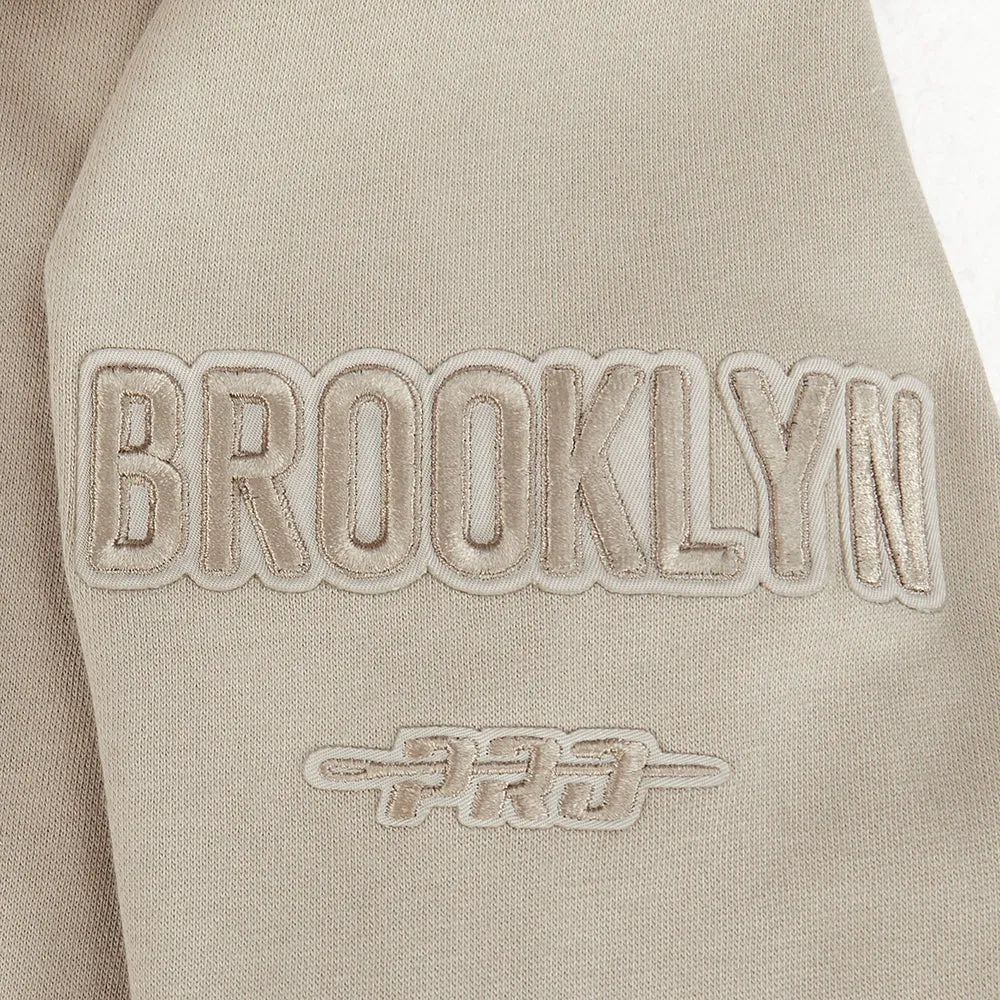 NBA BROOKLYN NETS NEUTRAL BIG BOYS FLEECE CREWNECK (TAUPE)