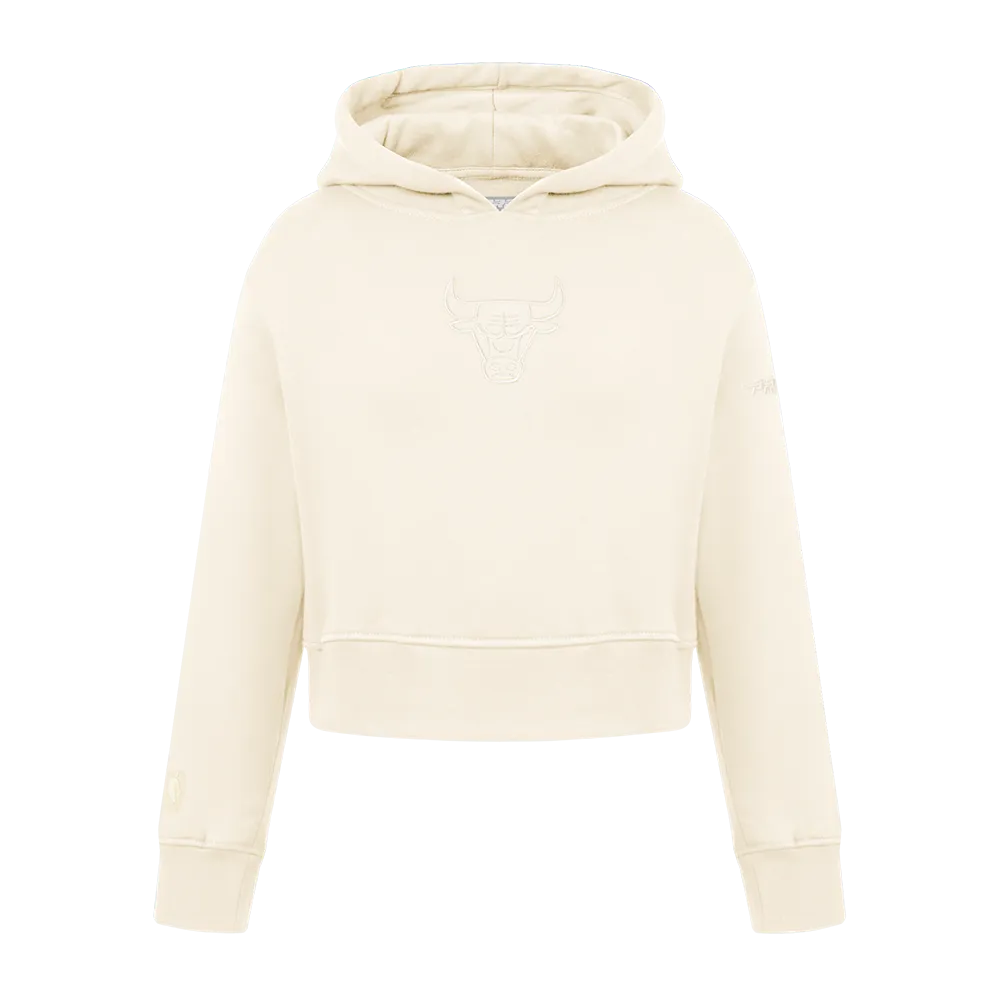 NBA CHICAGO BULLS NEUTRAL LITTLE GIRLS FLEECE PULLOVER HOODIE (EGGSHELL)