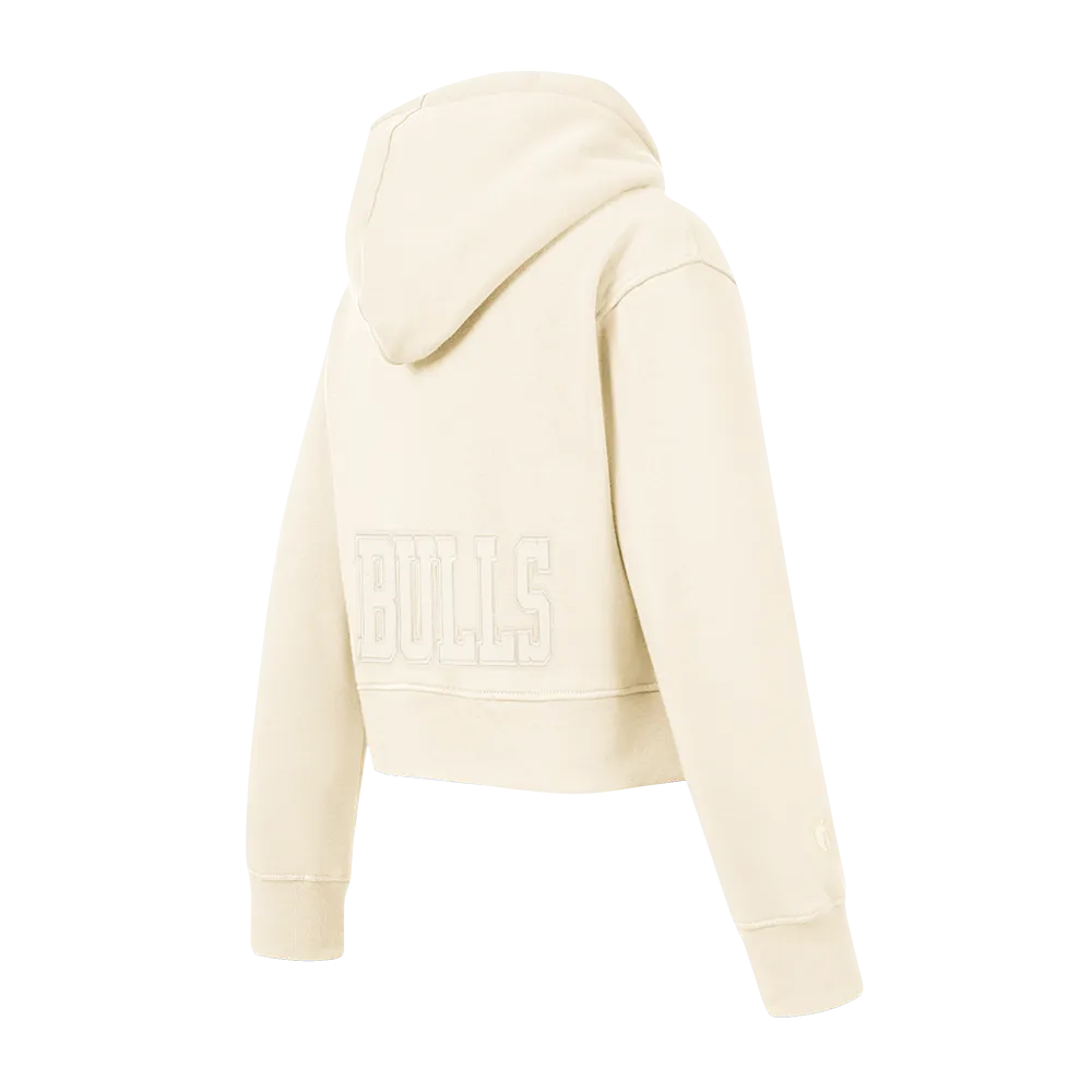 NBA CHICAGO BULLS NEUTRAL LITTLE GIRLS FLEECE PULLOVER HOODIE (EGGSHELL)