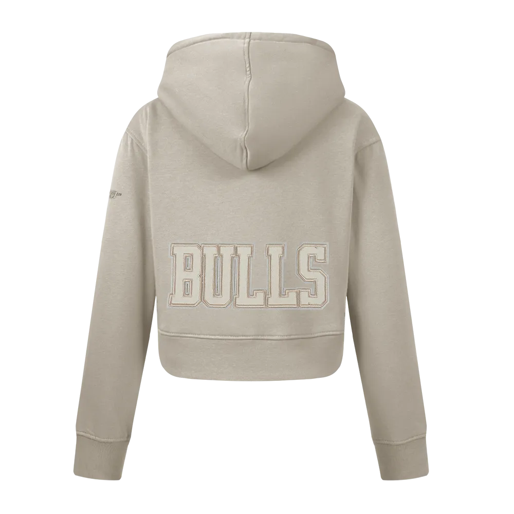 NBA CHICAGO BULLS NEUTRAL LITTLE GIRLS FLEECE PULLOVER HOODIE (TAUPE)