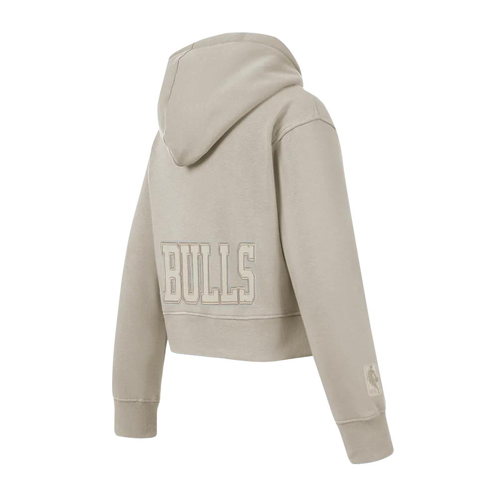 NBA CHICAGO BULLS NEUTRAL LITTLE GIRLS FLEECE PULLOVER HOODIE (TAUPE)