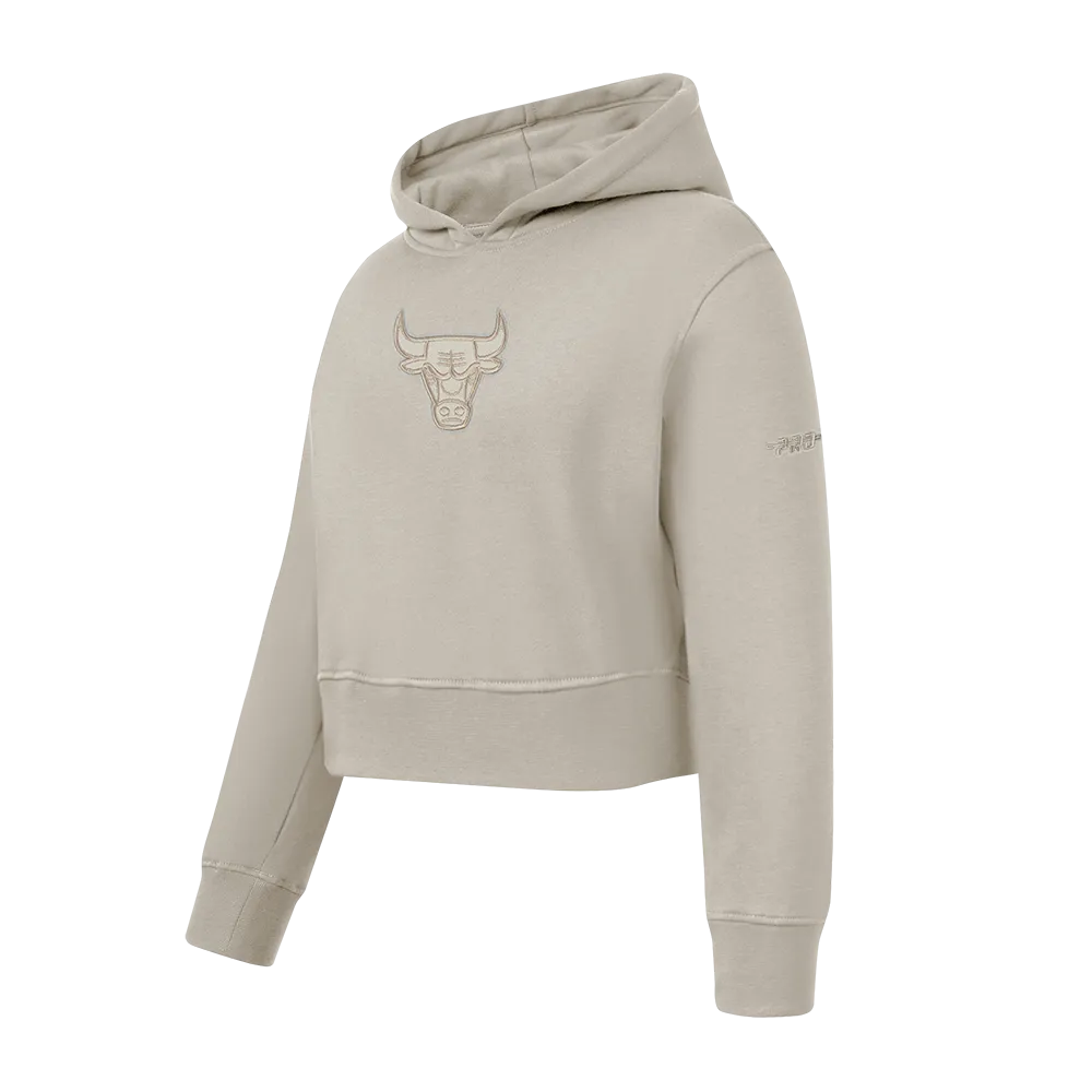NBA CHICAGO BULLS NEUTRAL LITTLE GIRLS FLEECE PULLOVER HOODIE (TAUPE)