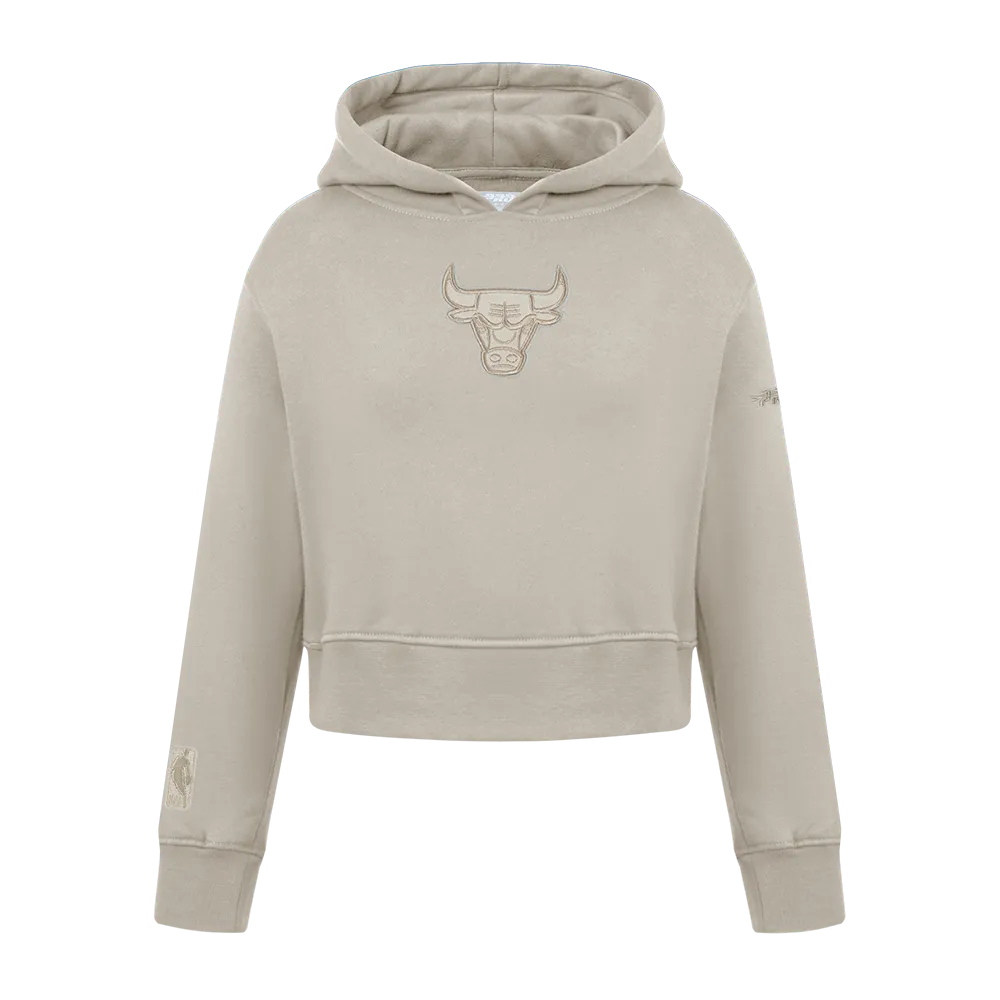 NBA CHICAGO BULLS NEUTRAL LITTLE GIRLS FLEECE PULLOVER HOODIE (TAUPE)