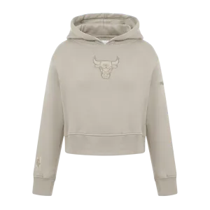 NBA CHICAGO BULLS NEUTRAL LITTLE GIRLS FLEECE PULLOVER HOODIE (TAUPE)
