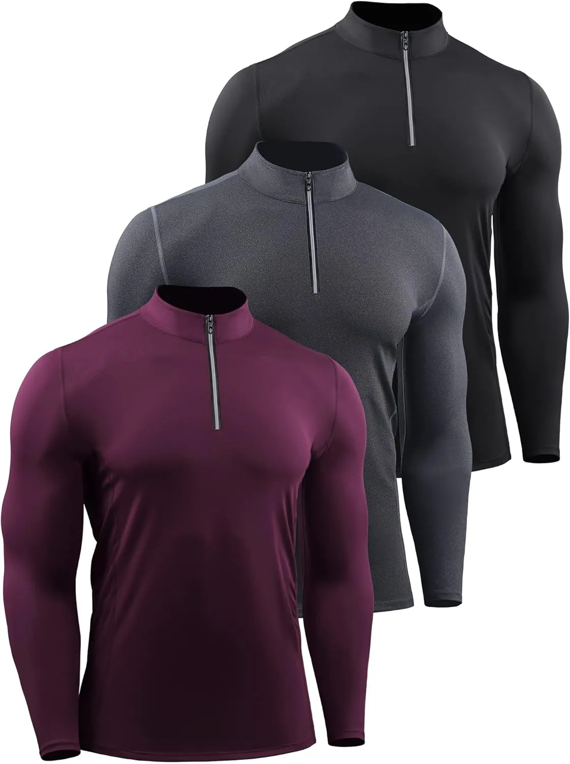 NELEUS Men's 3 Pack Athletic Compression Shirt Running Shirts