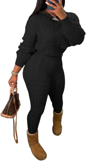 Nimsruc Knit Two Piece Outfits For Women Sweater Sets