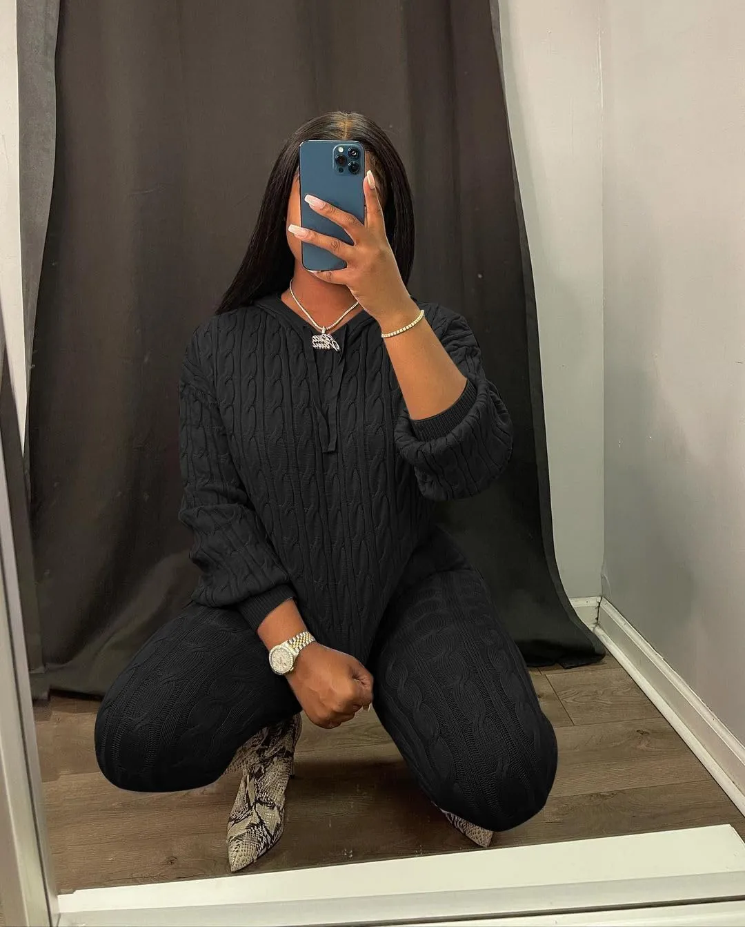 Nimsruc Knit Two Piece Outfits For Women Sweater Sets