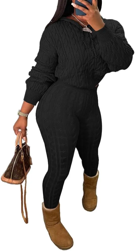 Nimsruc Knit Two Piece Outfits For Women Sweater Sets
