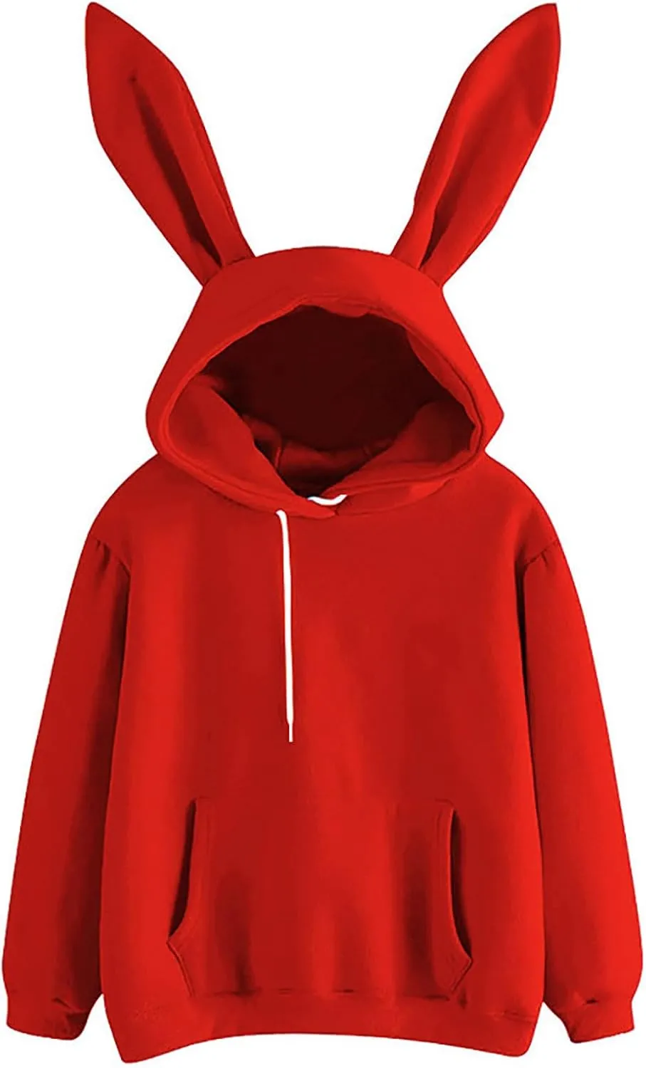 Oplxuo Women Bunny Ear Hoodies Kawaii Pullover Tops Rabbit Ear Sweatshirt with Pocket Cute Animal Hoodie for Teen Girls