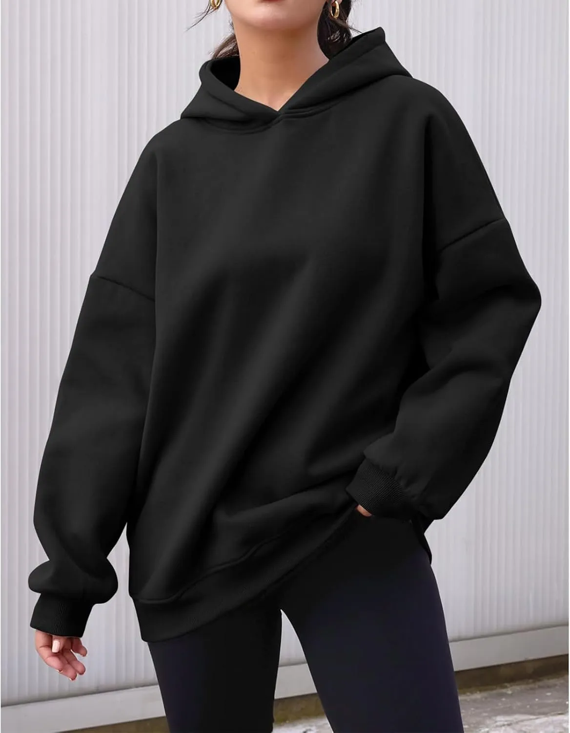 Oversized Hoodies for Women Fleece Long Sleeve Sweatshirts Solid Loose Pullover Comfy Warm Tops with Pocket