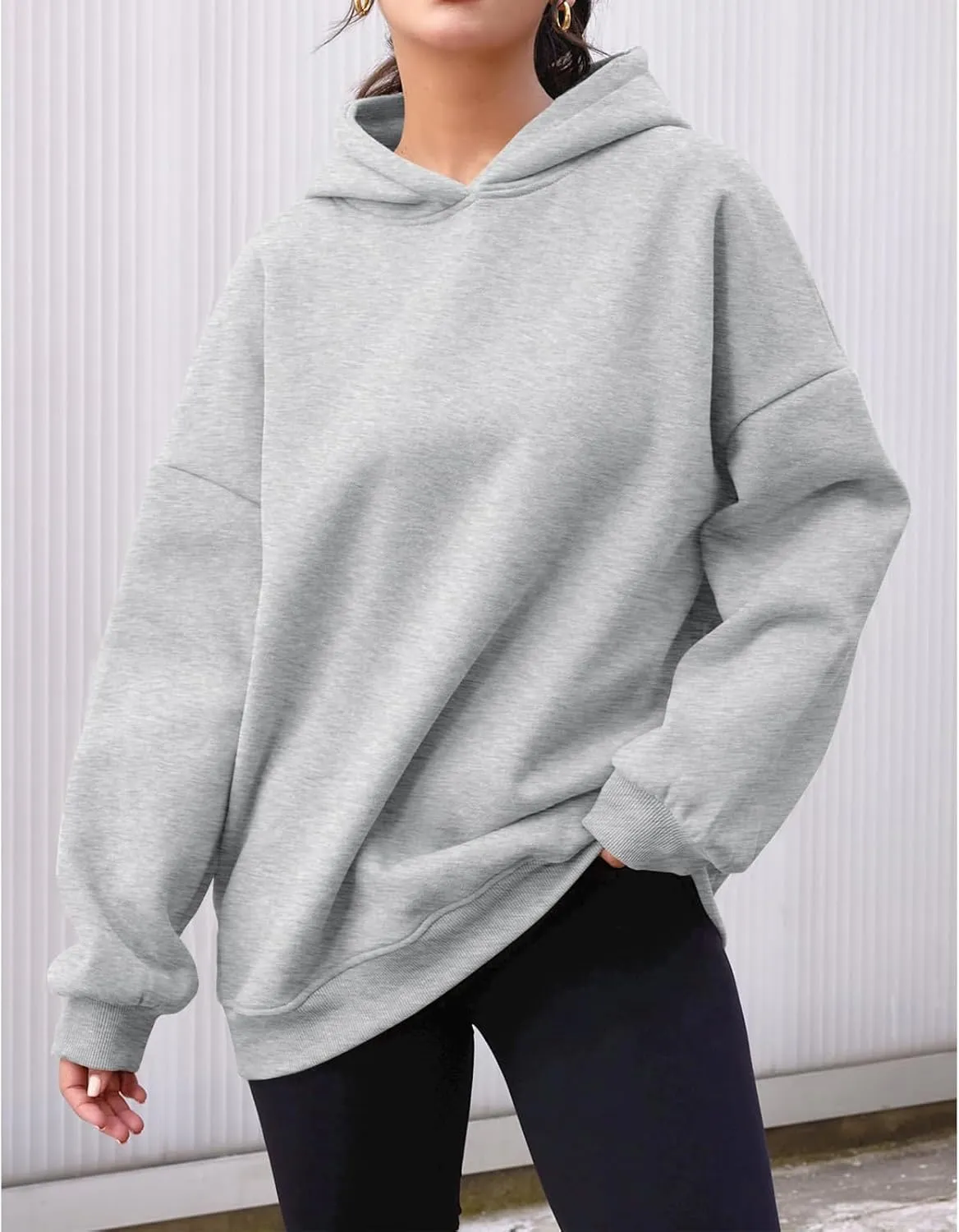 Oversized Hoodies for Women Fleece Long Sleeve Sweatshirts Solid Loose Pullover Comfy Warm Tops with Pocket