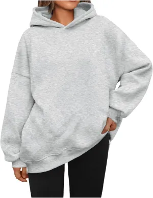 Oversized Hoodies for Women Fleece Long Sleeve Sweatshirts Solid Loose Pullover Comfy Warm Tops with Pocket