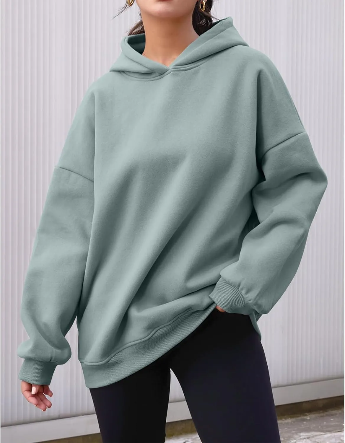 Oversized Hoodies for Women Fleece Long Sleeve Sweatshirts Solid Loose Pullover Comfy Warm Tops with Pocket