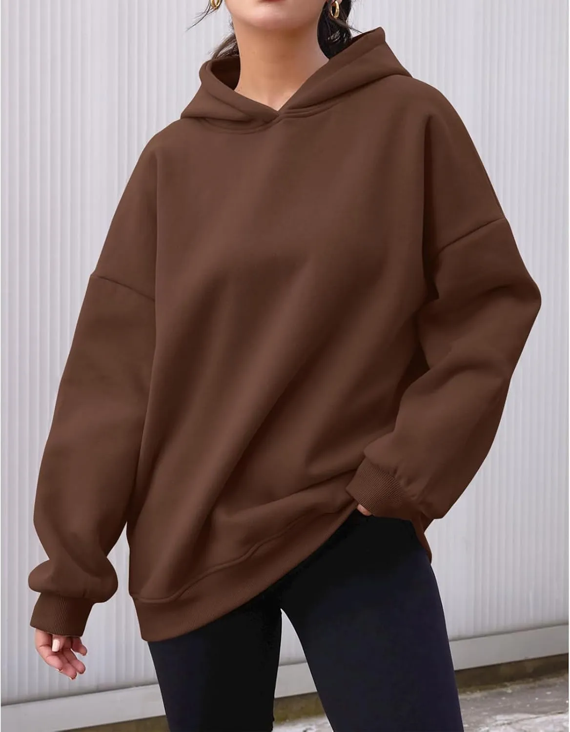 Oversized Hoodies for Women Fleece Long Sleeve Sweatshirts Solid Loose Pullover Comfy Warm Tops with Pocket