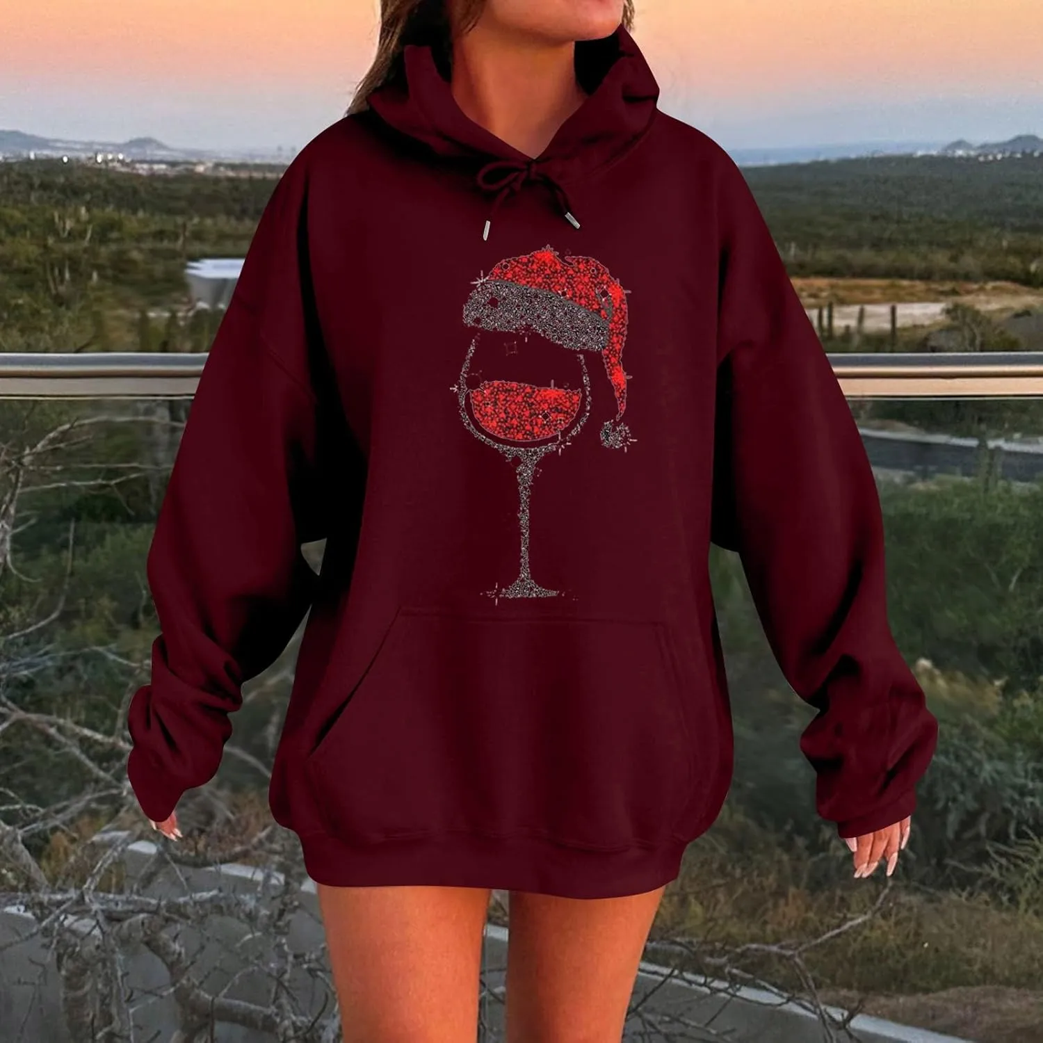 Oversized Hoodies For Women Plus Size Sweatshirt Trendy Pullover Long Sleeve Drawstring With Pockets Winter Clothes