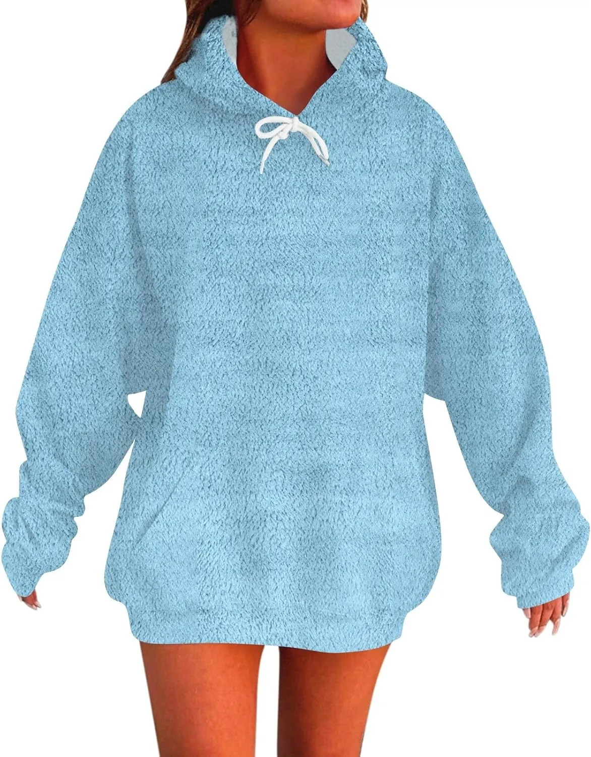 Oversized Hoodies For Women Trendy Flannel Winter Soft Sweatshirt With Pockets Tops Drawstring Fall Clothes