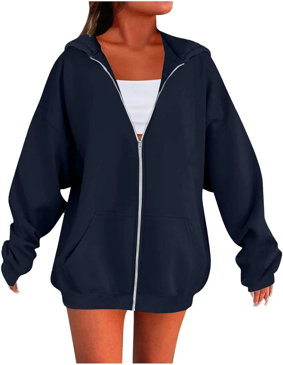 Oversized Hoodies for Women Trendy Plus Size Long Sleeve Cute Zip Up Sweatshirts Y2k Casual Fall Fashion 2024 Clothes