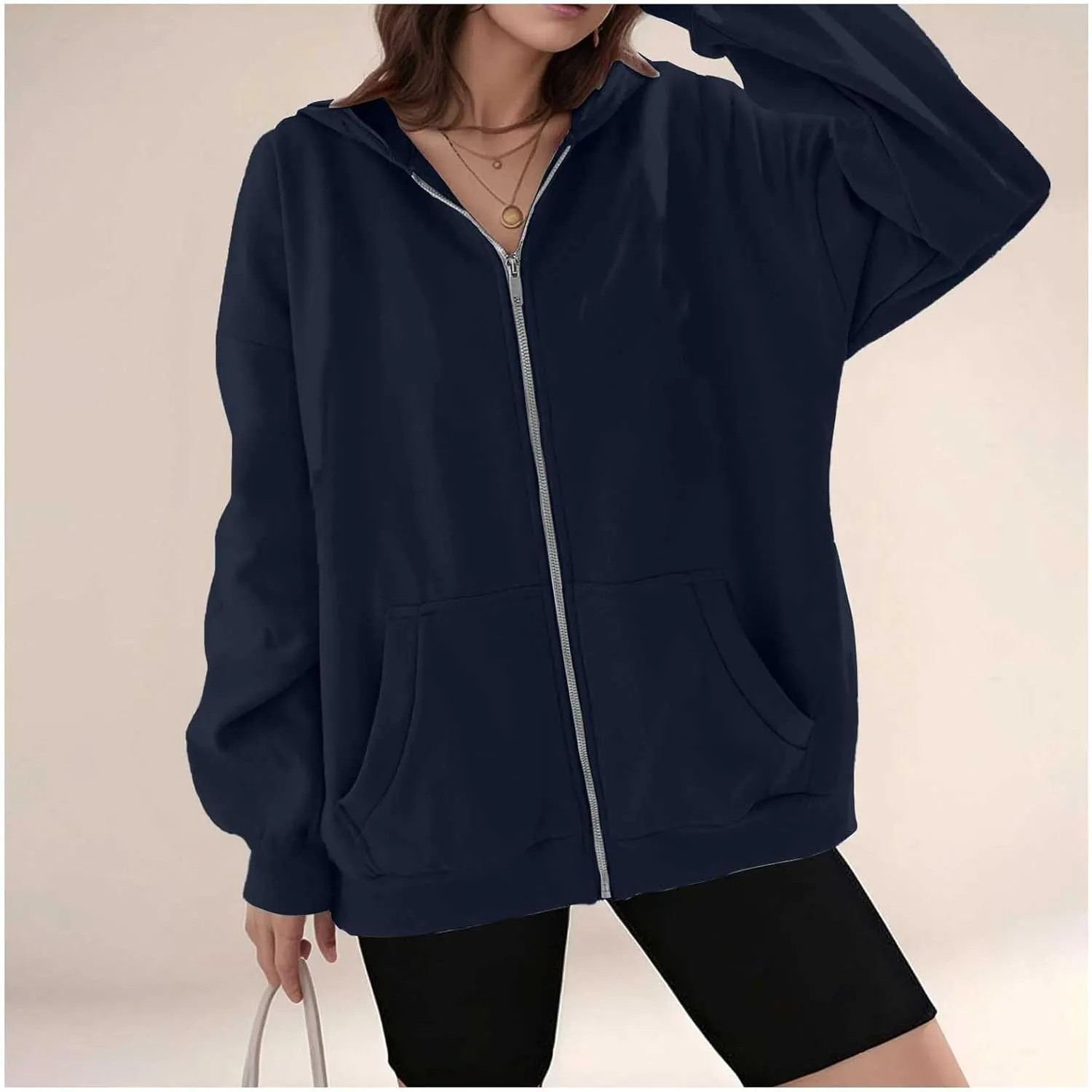 Oversized Hoodies for Women Trendy Plus Size Long Sleeve Cute Zip Up Sweatshirts Y2k Casual Fall Fashion 2024 Clothes
