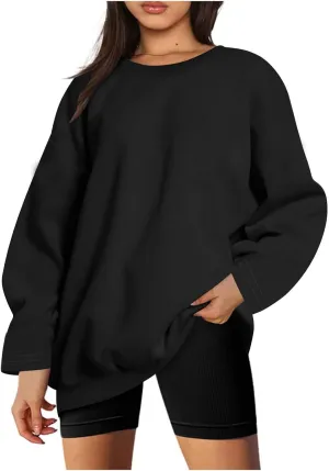 Oversized Pullover Sweatshirt for Women, Crew Neck Long Sleeve Sweatshirts Fall Fashion Outfits for Women 2024