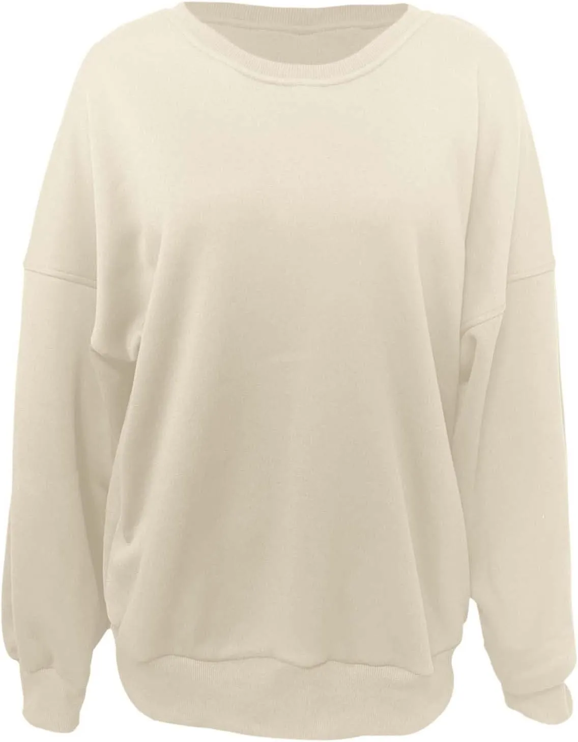 Oversized Women's Sweatshirt Solid Color Round Neck Long Sleeve Casual High Low Pullover Sweatshirt Top