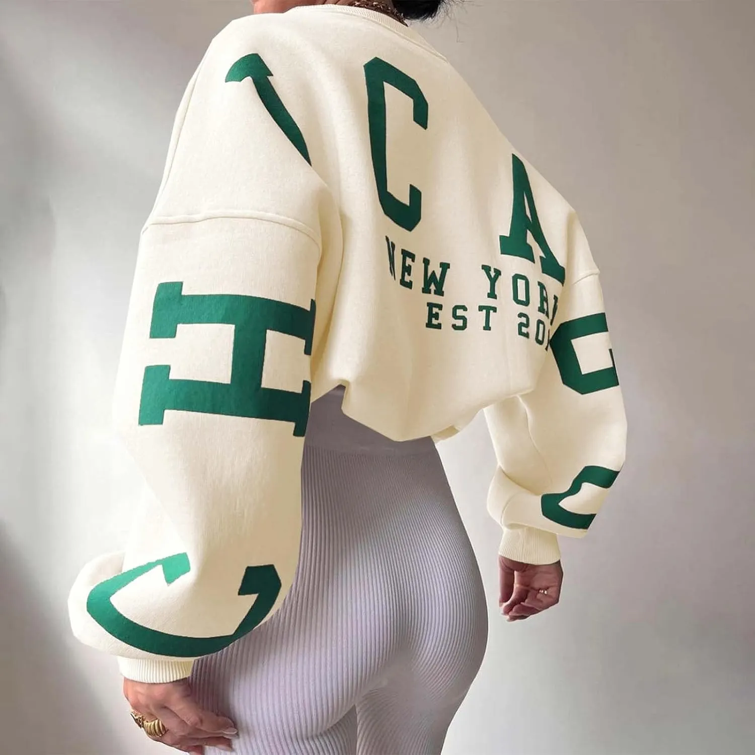 Oversized Women's Sweatshirt Solid Color Round Neck Long Sleeve Casual High Low Pullover Sweatshirt Top