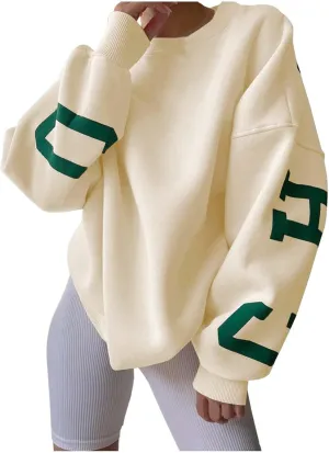 Oversized Women's Sweatshirt Solid Color Round Neck Long Sleeve Casual High Low Pullover Sweatshirt Top