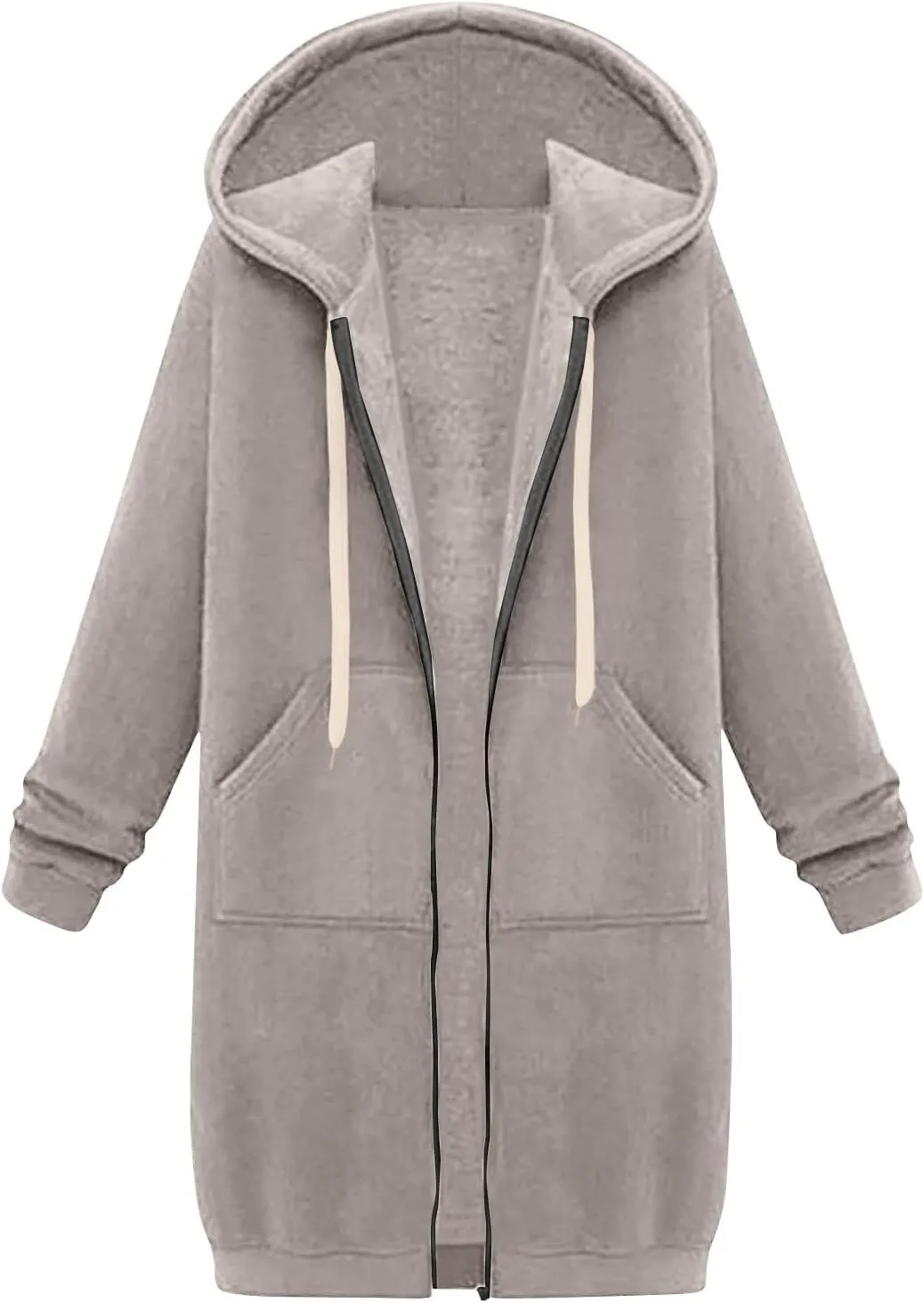 Palaver Long Hoodies for Women oversized Zipper Hooded Jacket Winter Lightweight Fall Casual Sweatshirts with Pockets