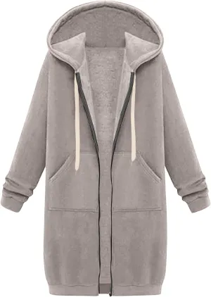 Palaver Long Hoodies for Women oversized Zipper Hooded Jacket Winter Lightweight Fall Casual Sweatshirts with Pockets