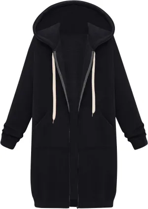 Palaver Long Hoodies for Women oversized Zipper Hooded Jacket Winter Lightweight Fall Casual Sweatshirts with Pockets