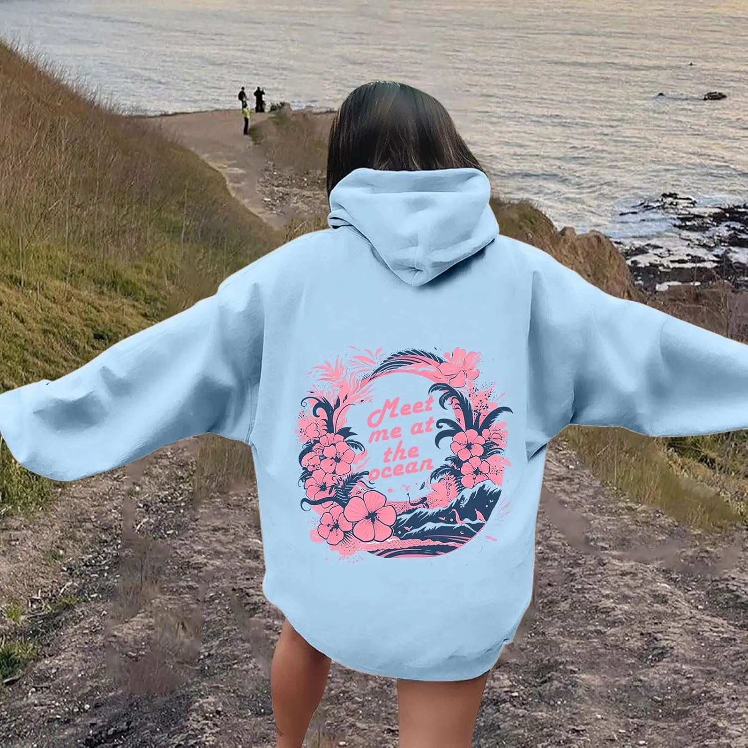Pink Hoodie Oversized Hoodies for Women, Teen Girls Preppy Sweatshirt Long Sleeve Sweatshirts,Pink