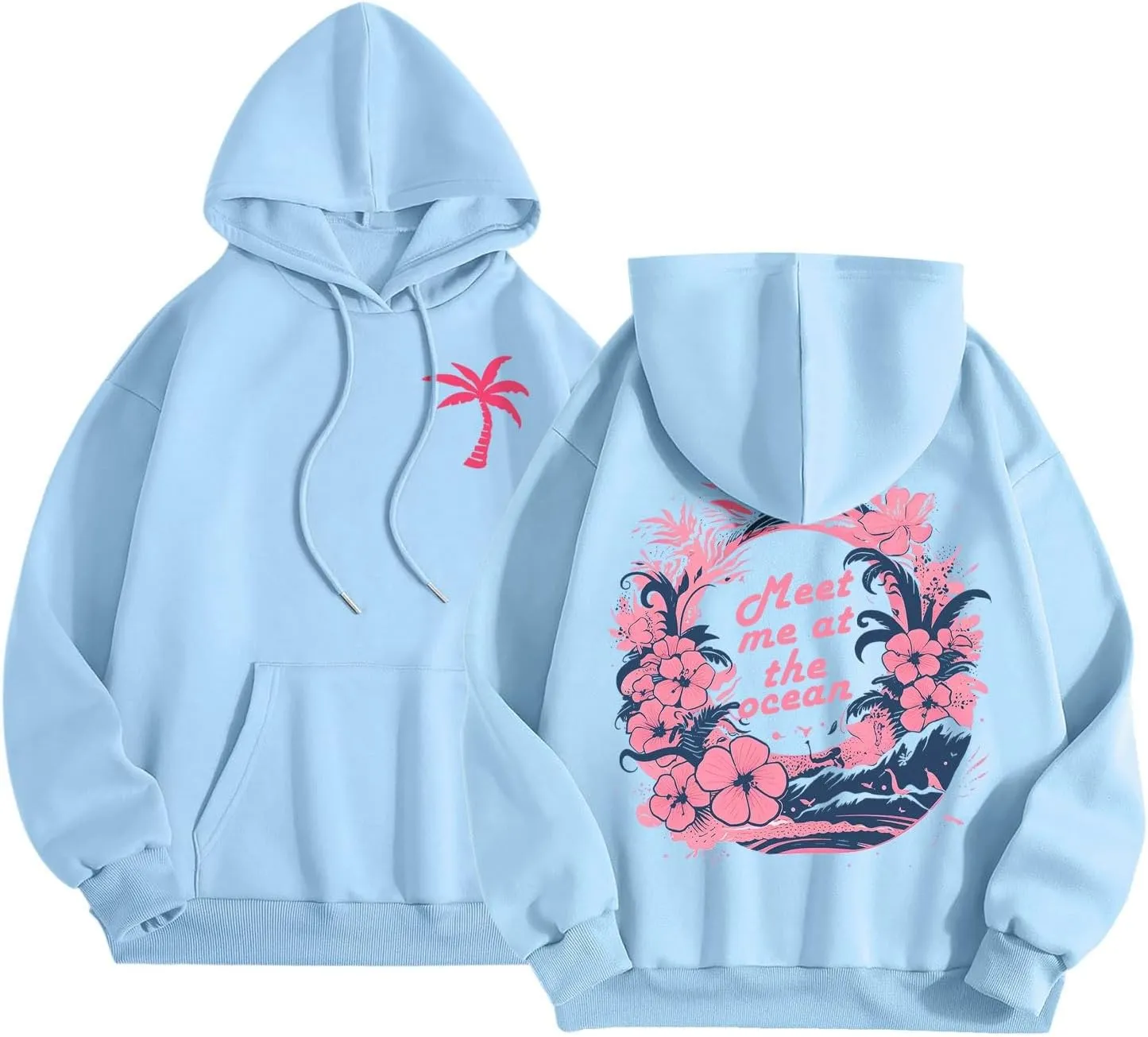 Pink Hoodie Oversized Hoodies for Women, Teen Girls Preppy Sweatshirt Long Sleeve Sweatshirts,Pink