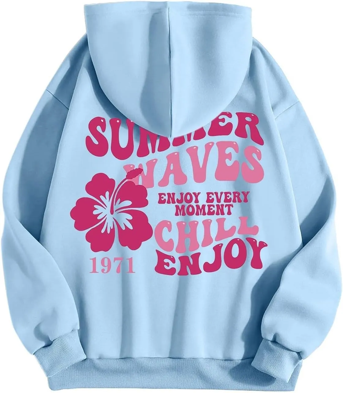 Pink Palm Puff Hoodie Sweatshirt for Women Oversized Graphic Hoodies Hooded Neck Pullover Sweater Fall Outfits 2024