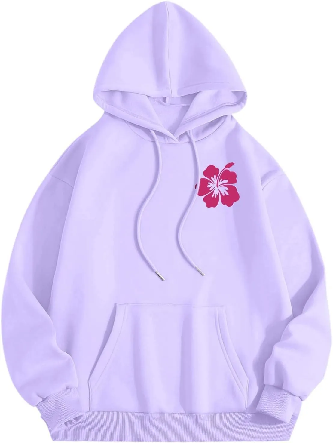Pink Puff Hoodies for Womens Teen Girls Cute Graphic Hoodie Y2k Oversized Preppy Pullover Sweatshirts Tops with Pocket