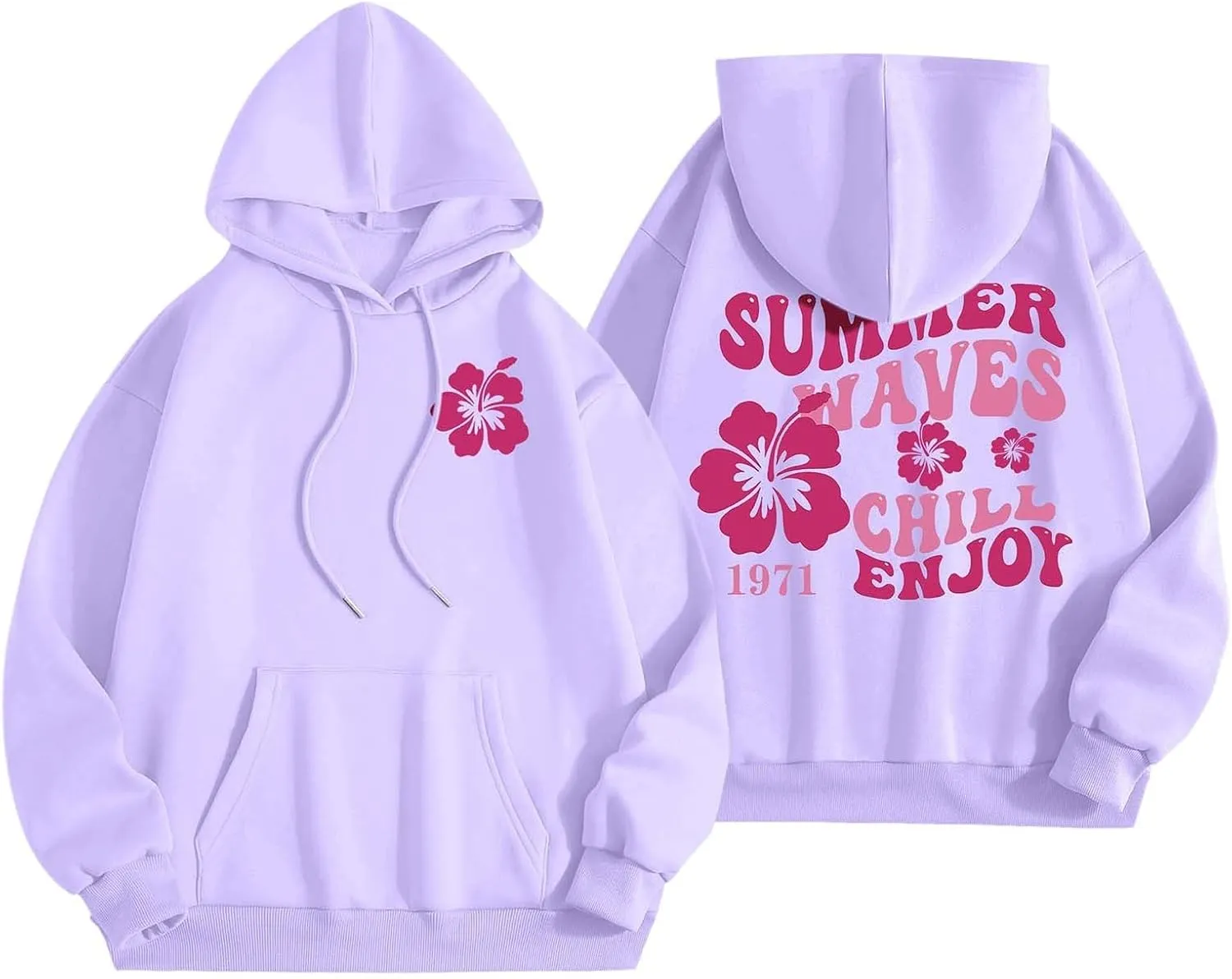 Pink Puff Hoodies for Womens Teen Girls Cute Graphic Hoodie Y2k Oversized Preppy Pullover Sweatshirts Tops with Pocket