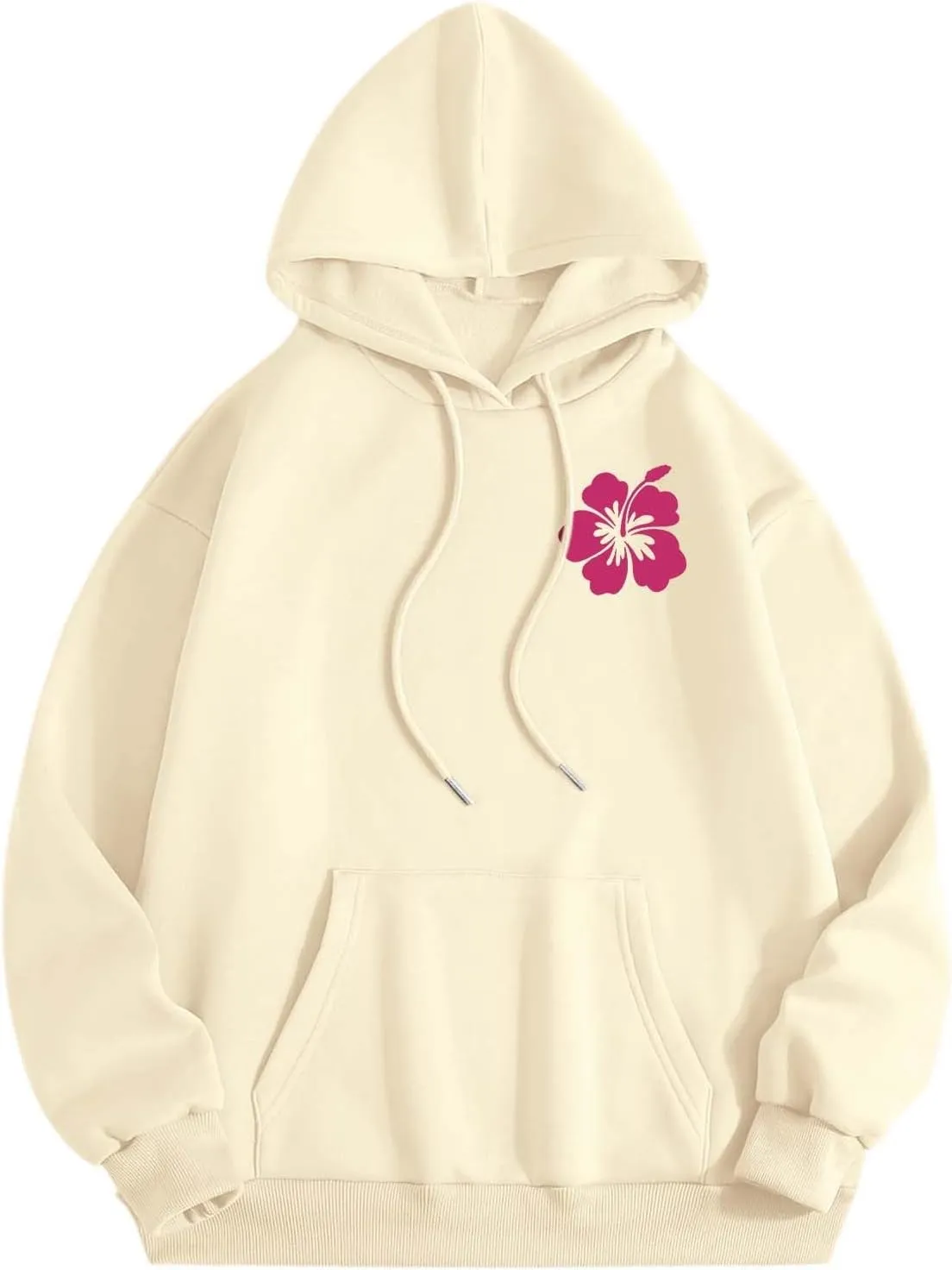 Pink Puff Hoodies for Womens Teen Girls Cute Graphic Hoodie Y2k Oversized Preppy Pullover Sweatshirts Tops with Pocket