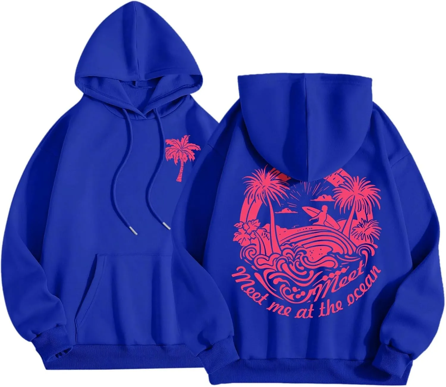 Pink Tracksuit For Women Y2K Drawstring Pullover Shirt Jogger Sweatpant Aesthetic Preppy Hoodies For Teen Girls Baggy