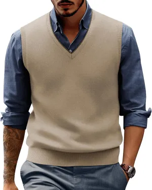 PJ PAUL JONES Mens Sweater Vest Wool Blended Knitted Vest Sweaters V-Neck Sleeveless Pullover Vests