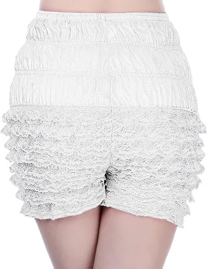 Pleated Skirt Shorts for Women High Waisted Seamless Soft Tights Elastic Beach Casual Lace Edge Shorts