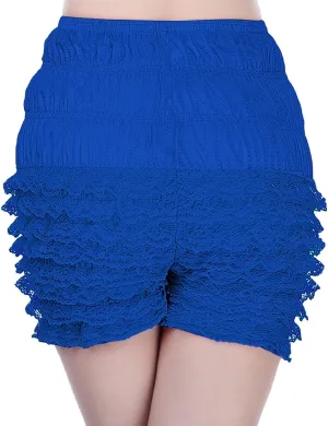 Pleated Skirt Shorts for Women High Waisted Seamless Soft Tights Elastic Beach Casual Lace Edge Shorts