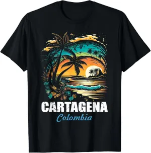 Retro Cartagena Colombia Sunset Vintage Vacation Souvenir T-Shirt